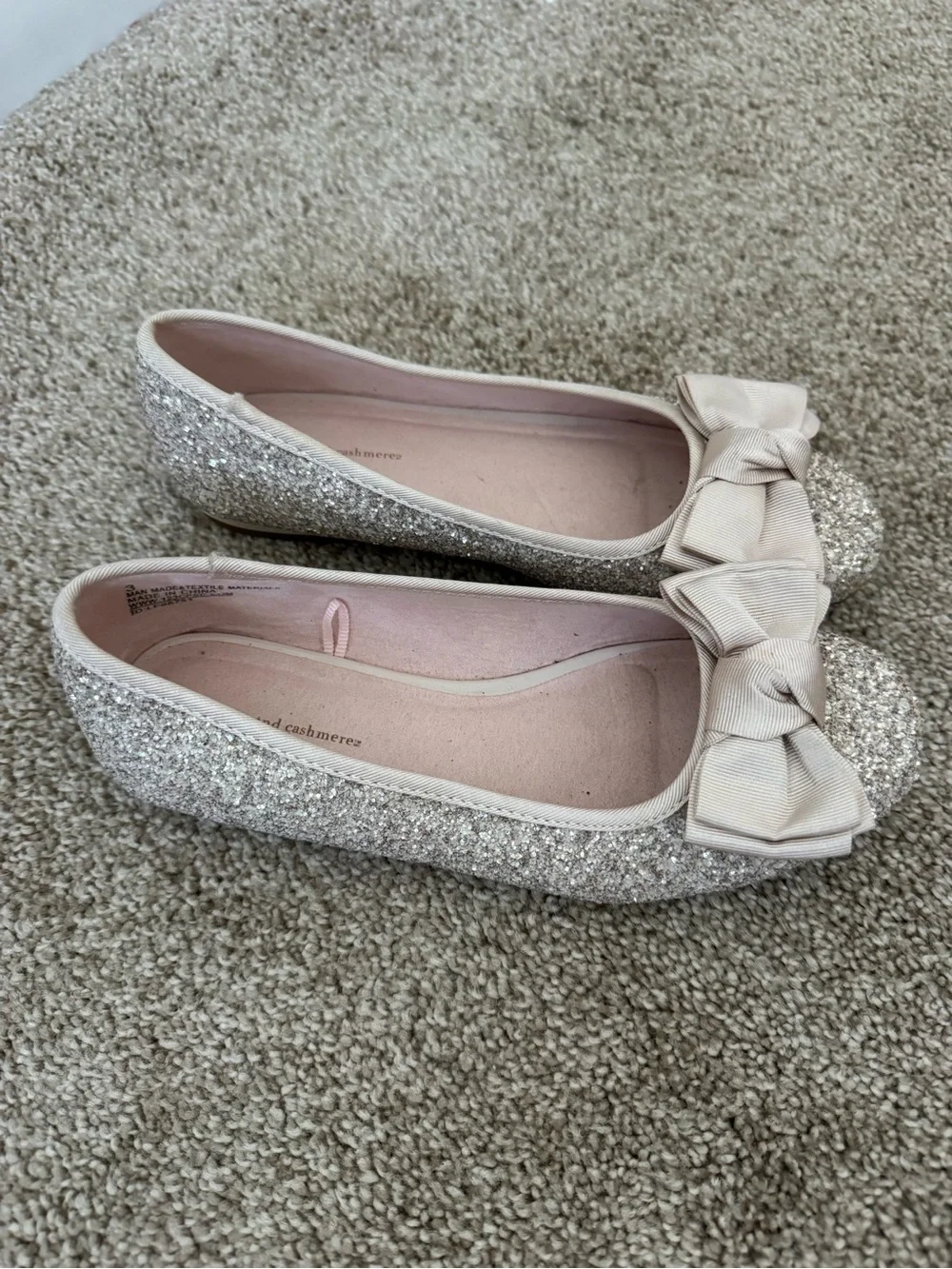 cupcakes & cashmere Glitter Bow Ballet Flats - Light Gold